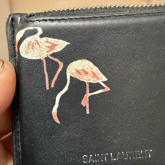 YSL black card holder with flamingo.  GUC. Vintage. - Picture 8 of 8
